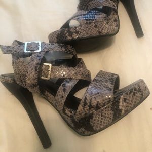 Newport News Snakeskin Strappy Platforms